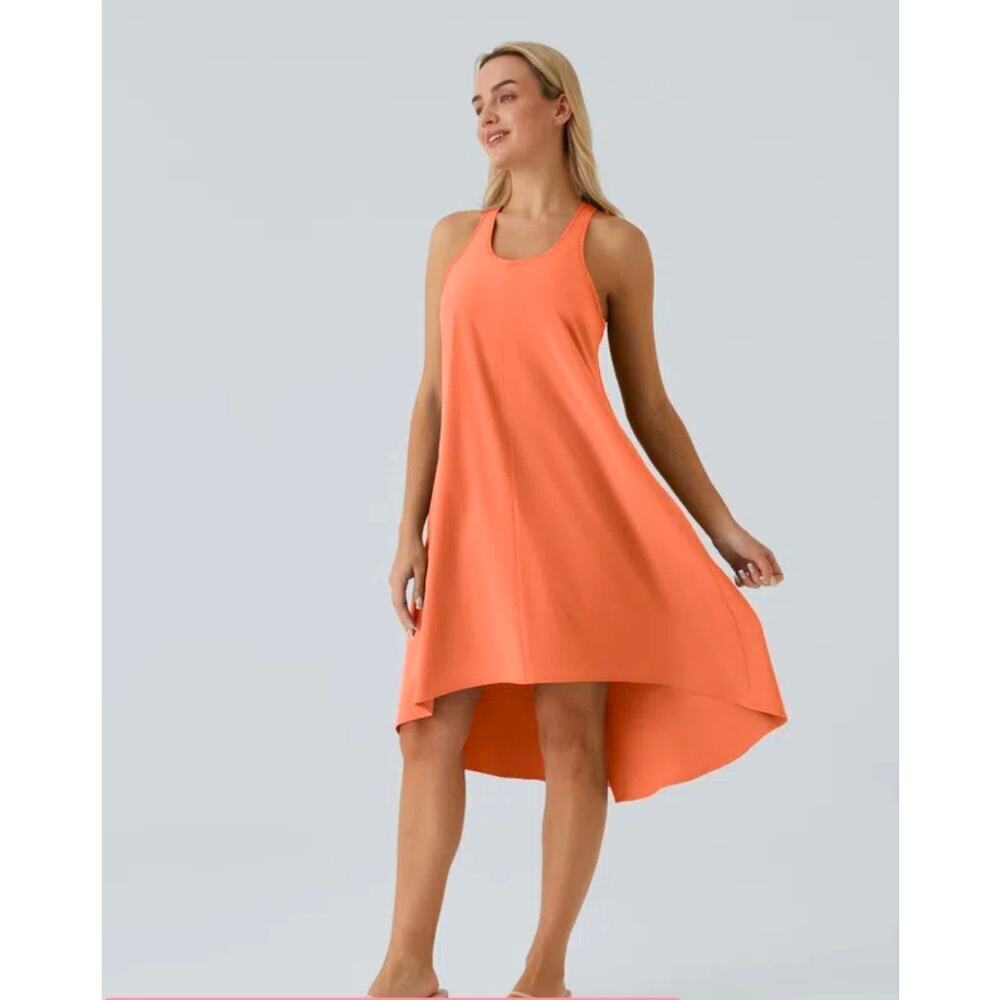 NWOT Halara Breezeful Backless Racerback Side Pocket High Low Midi Quick Dry